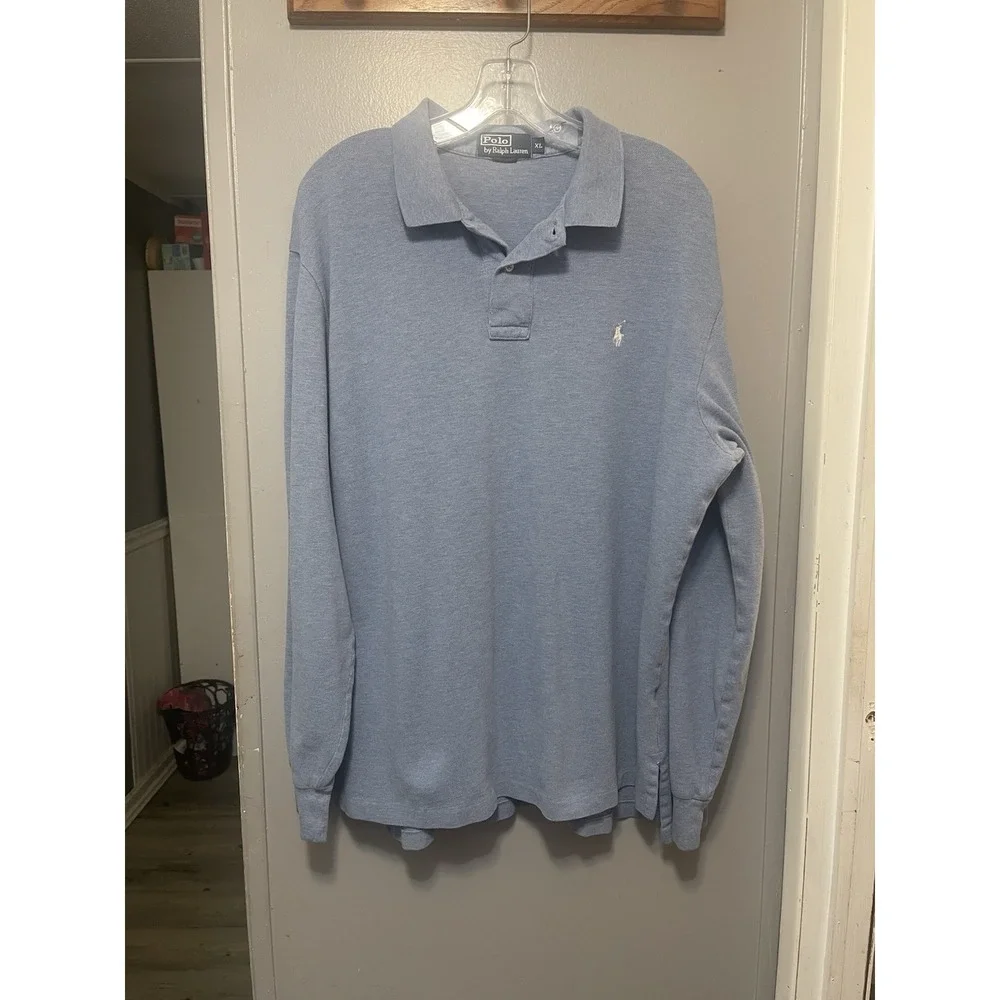 Polo Golf Ralph Lauren Men's Polo Shirt Sz XL Blue Long Sleeve Pima Cotton